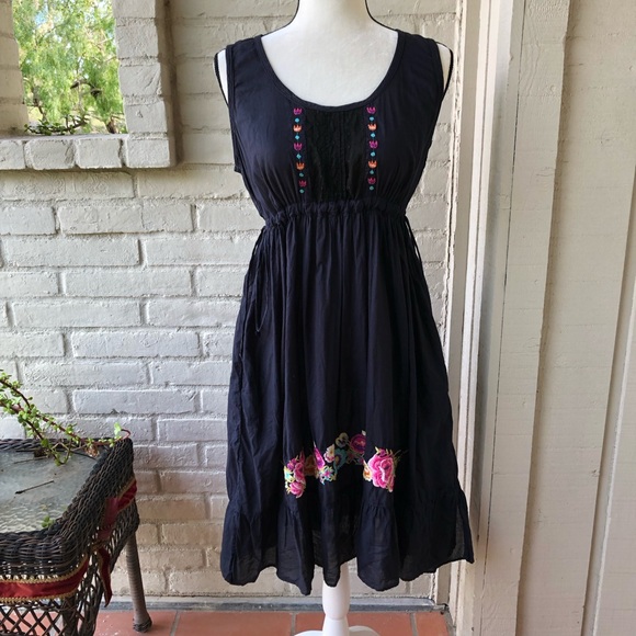 Johnny Was Dresses & Skirts - Johnny Was Embroidered Black Tank Dress